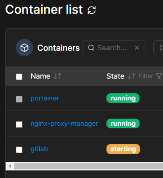 GitLab Container startet